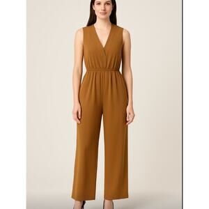 Calvin Klein Brown Sleeveless Wide Leg Jumpsuit Size 2 Minimalist Workwear Chic